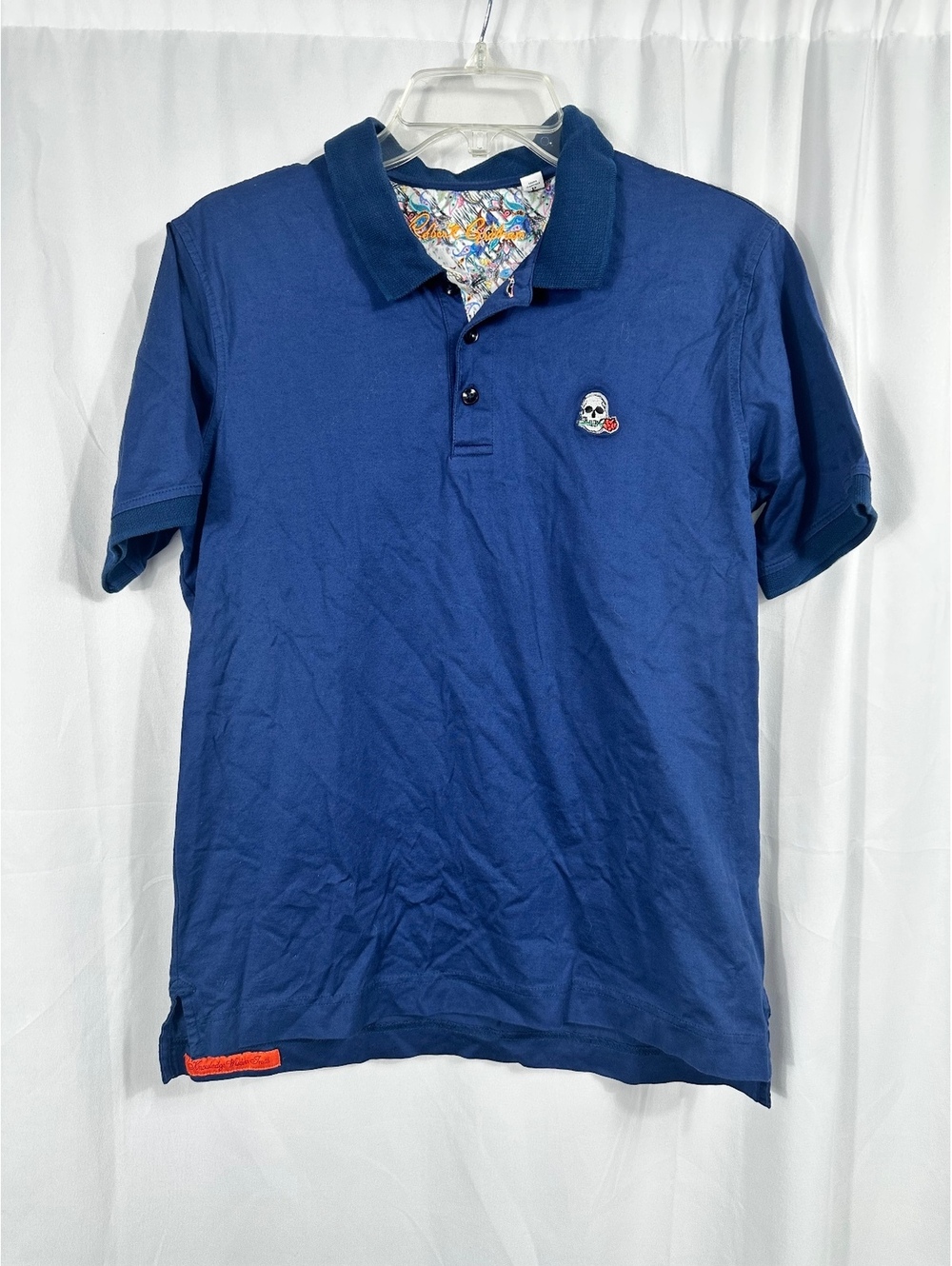 Robert Graham Men's Classic Fit Polo Shirt with Skull and Rose Embroidery Small